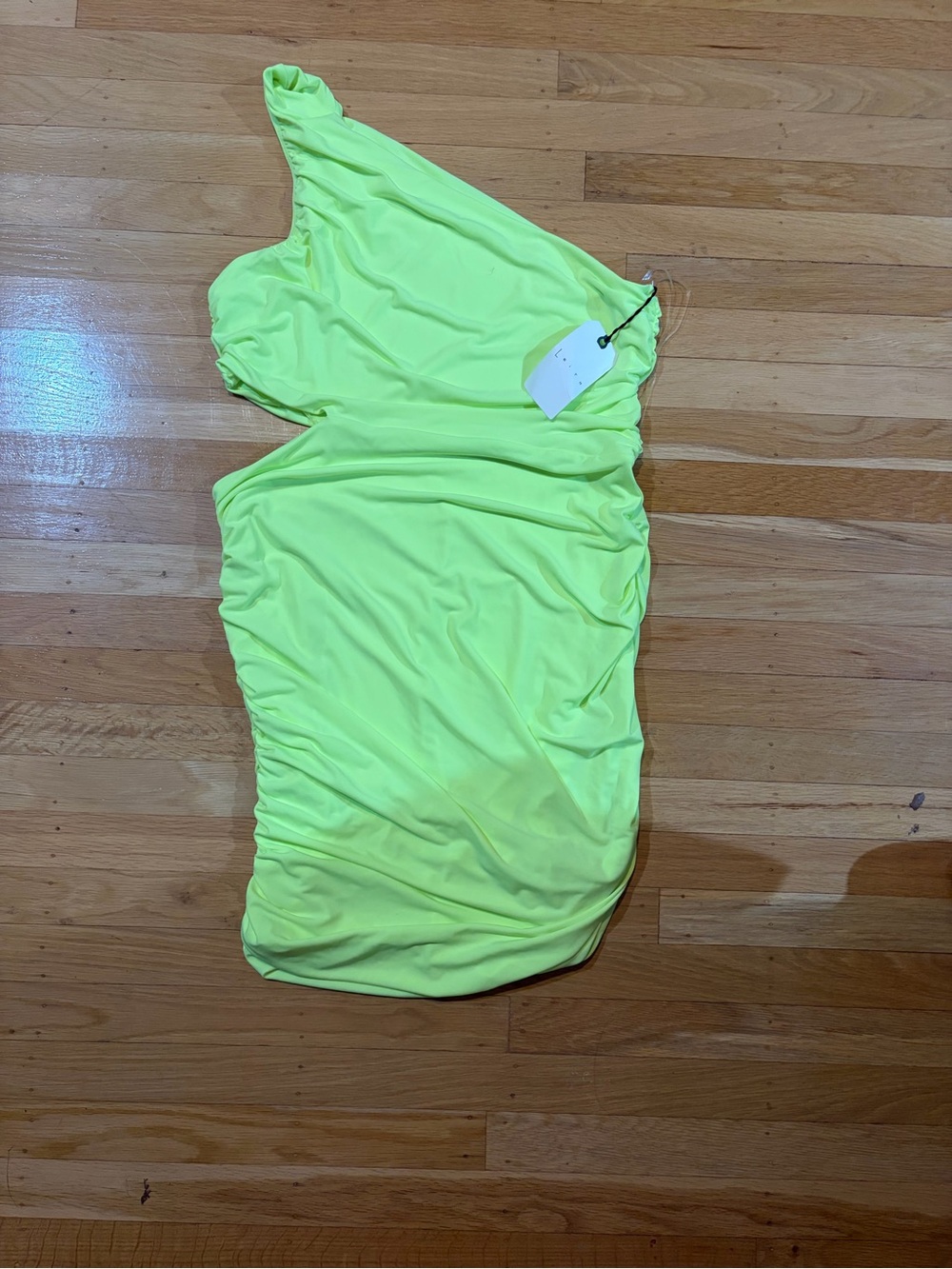 Leith Neon Yellow One-Shoulder Mini Dress